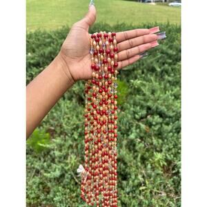 Handcrafted African Waist Beads - Red & Gold Beaded Body Jewelry